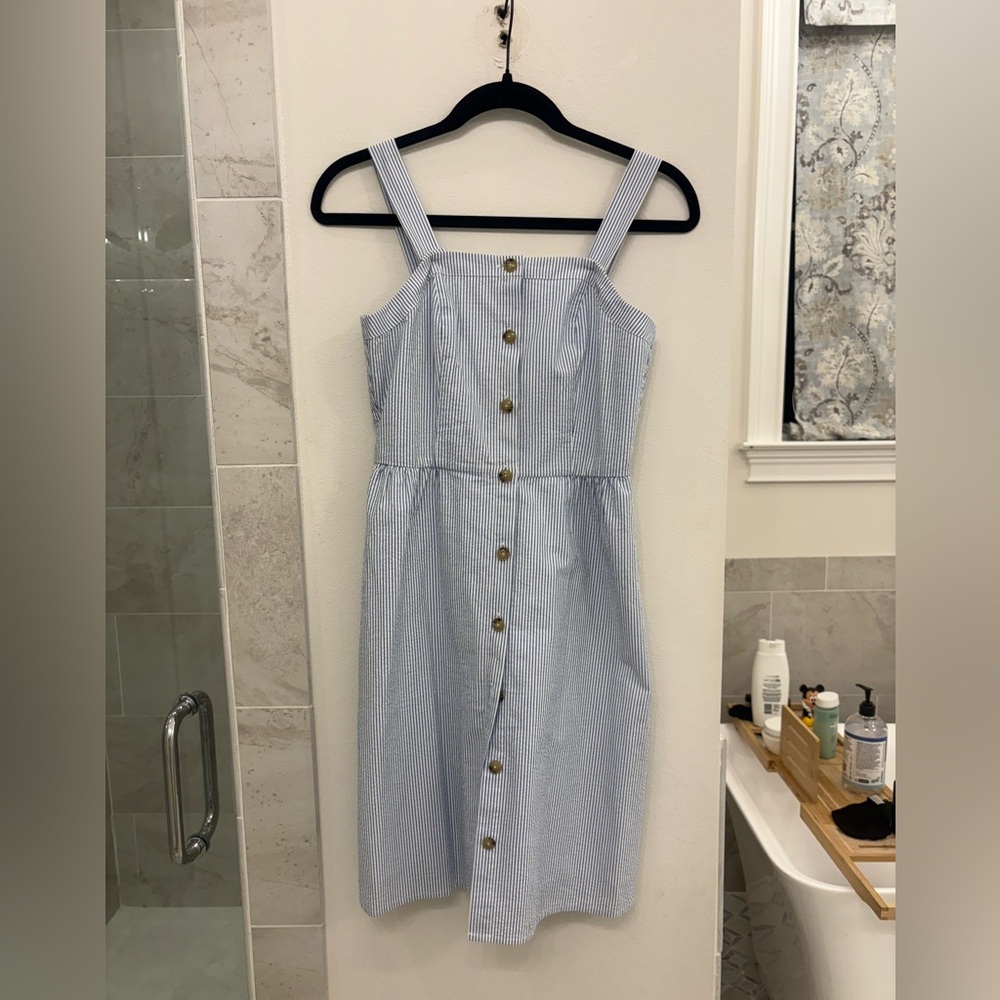 J. Crew Light Blue seersucker dress